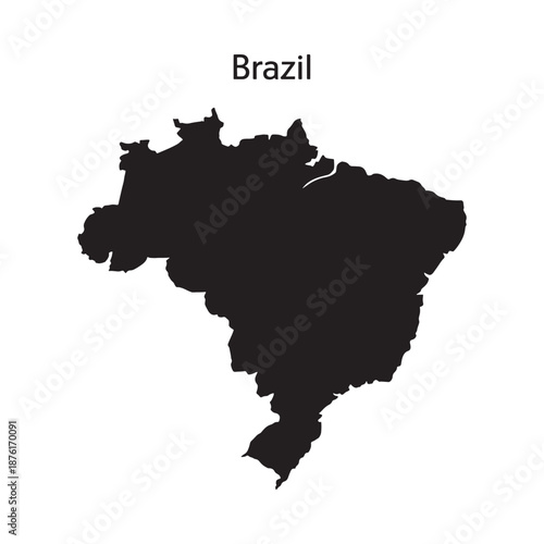 map of brazil in black silhouette on white background