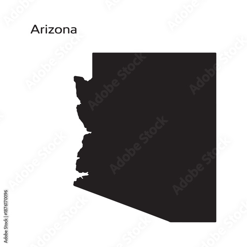Arizona state map in black color on white background