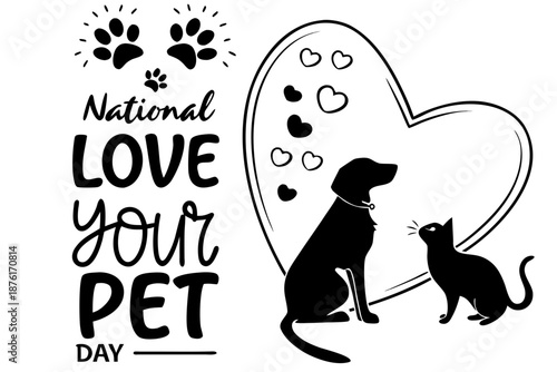 Wallpaper Mural National Love Your Pet Day Vector Illustration, Cute Pets and Animal Care Celebration Graphic Torontodigital.ca