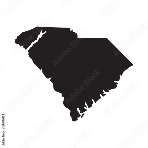 black silhouette map of south carolina state