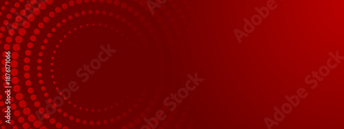 Red halftone circles on red gradient background useful for abstract design, festive event invitations, digital art, vibrant marketing materials.