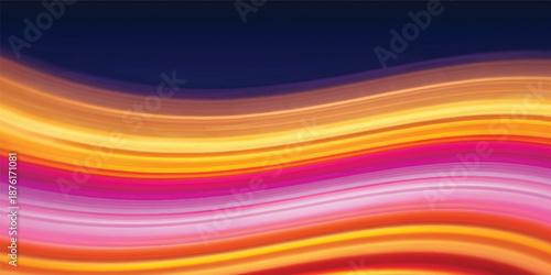Bright abstract rainbow background featuring colorful waves of light and motion in a vibrant spectrum texture with a soft blue and orange gradient pattern design