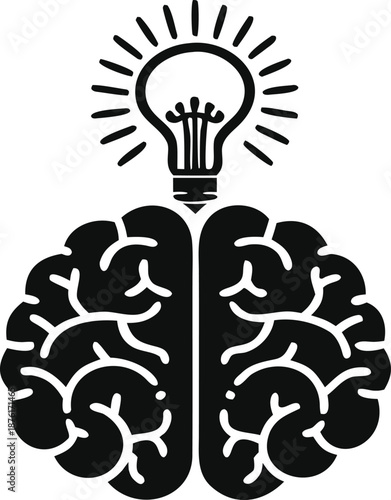 Innovative thinking concept with brain and light bulb