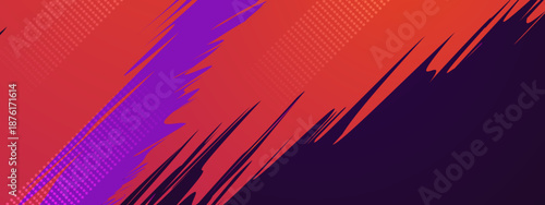 Abstract design suitable for modern branding materials, website backgrounds, or social media posts with vibrant orange, purple, and dot elements.