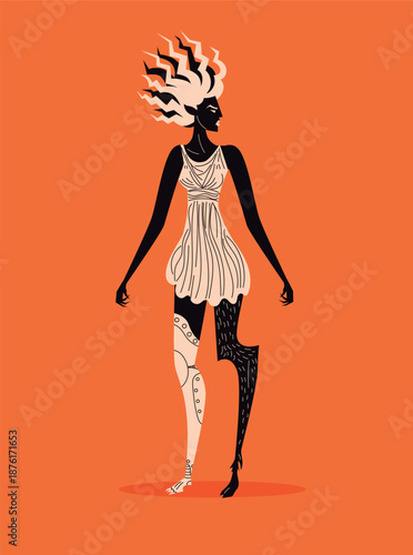 empusa greek myth creature orange amphora style