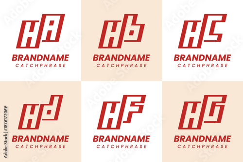Letters HA HB HC HD HF HG Monogram Logo Set, for AH BH CH DH FH GH Initials