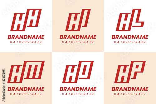 Letters HH HI HL HM HO HP Monogram Logo Set, for H IH LH MH OH PH Initials