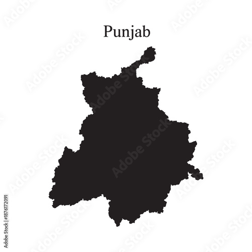 Punjab region map outline in black color