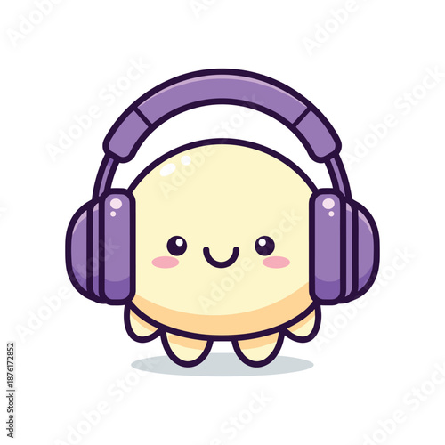 Cute Cartoon Character Wearing Headphones Vector Illustration