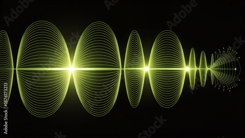Vibrant sound wave pattern with glowing yellow lines on black background