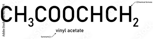 Vinyl acetate chemical formula with callout titles