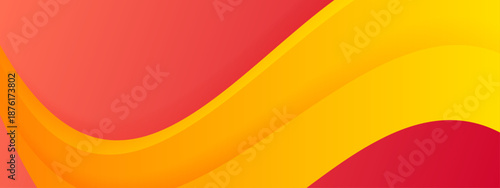 Curved red and yellow shapes creating a vibrant abstract background