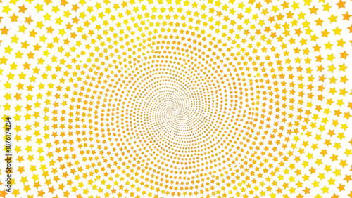 Abstract golden five-pointed star spiral background illustration