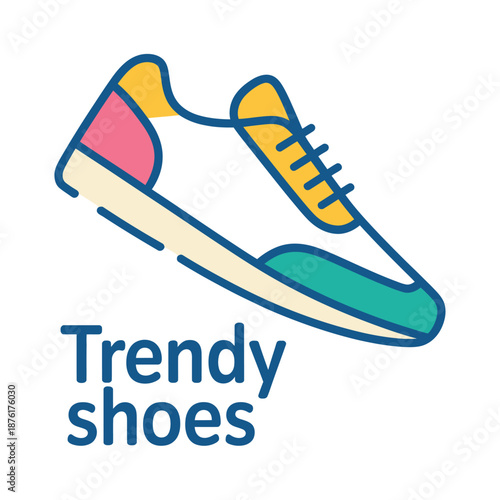 Colorful trendy sneaker with laces and multicolor design elements