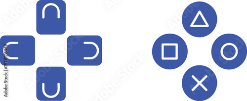 Blue game controller buttons on white background