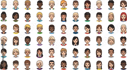 Flat Illustration Set of Diverse Volunteers Cleaning Environment Sweeping Garbage and Sorting Waste into Recycling Bins for Sustainability and Community Service