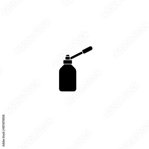 icon of a manual hydraulic hand pump featuring a long operating lever. This clean vector illustration represents a bottle jack style pump, ideal for industrial machinery manuals, lifting equipment 