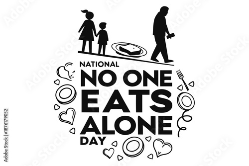 No One Eats Alone Day Vector Illustration, Social Connection and Togetherness Concept Design