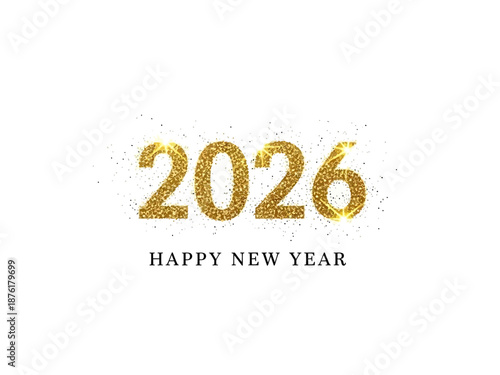 Happy new year 2026 with gold glittery numbers