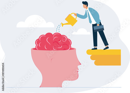 Growth mindset, personal development or improvement, training to believe to success, motivation or coaching, growing attitude concept, 