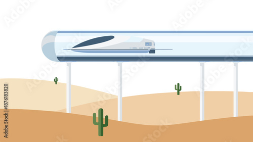  High-Speed Hyperloop Pod Transport Technology Concept Flat Vector.