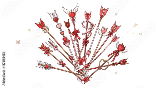 Collection of traditional decorative arrows with intricate designs