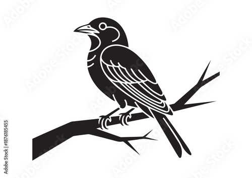 Group of Birds Sitting on Tree Branches Vector Illustration with Natural Forest Theme and Soft Colors