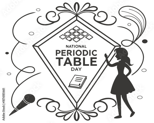 Chemistry and Education Vector Illustration, National Periodic Table Day Science Learning Graphic