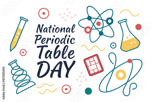 National Periodic Table Day Vector Graphic, Science Classroom and Chemistry Study Illustration