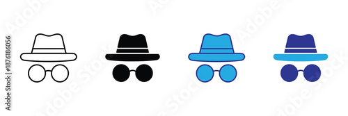 Vector illustration icon colorful icons of hats and glasses in various shades and styles