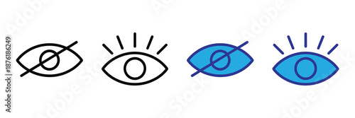 Vector illustration icon collection of eye icons in different styles and colors