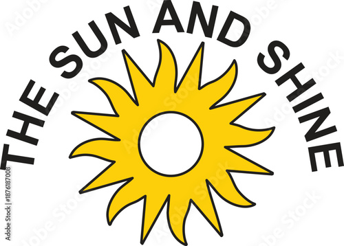 A bright yellow sun icon with the phrase 