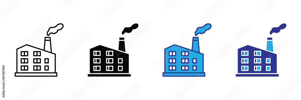 Ταπετσαρία Vector illustration icon colorful factory building icons with smoke coming out o