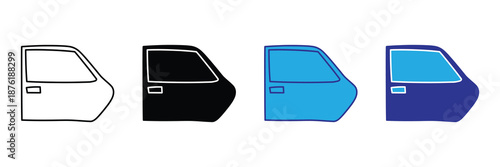 Vector illustration icon set of four car door icons in different colors