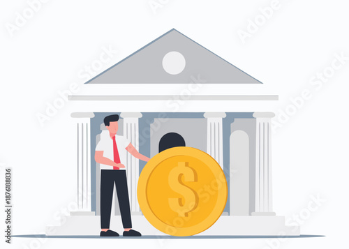 Investment bank financial service to provide invest advisory, wealth management or loan for company, money growth or profit and earning concept, 
