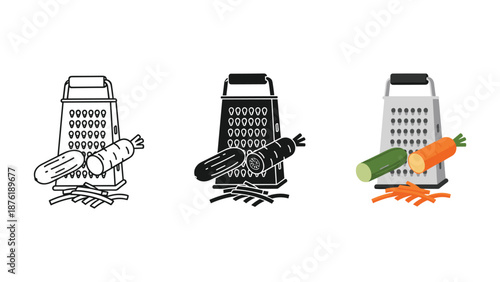 Three Graters with Vegetables Being Shredded carrot