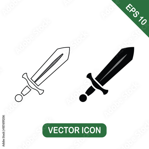 Flat Style Sword Icons for Fantasy and Gaming Themes