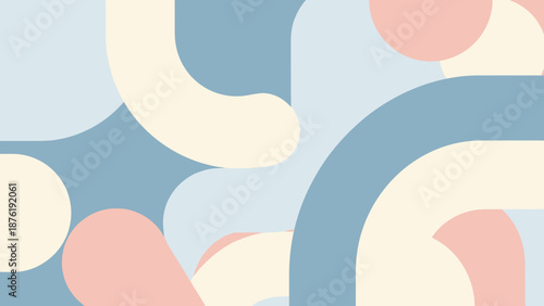 Abstract geometric pattern with pastel colors, soft curves and circles