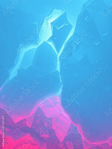 Abstract Crystal Background with Neon Pink and Blue Gradient - Digital Art