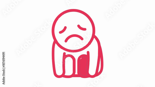 Sad, slumped figure with a downturned mouth, eyes closed, and a highlighted leg