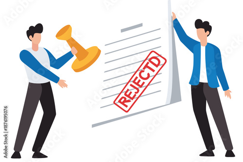 sheets of paper marked approved and rejected and stamp 