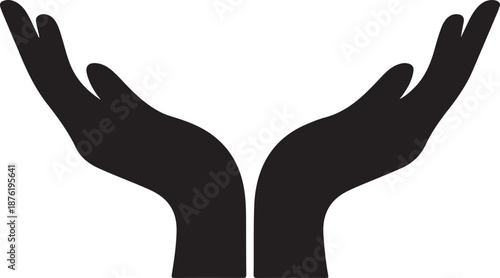 Vector protecting hands icon. Cupped hands