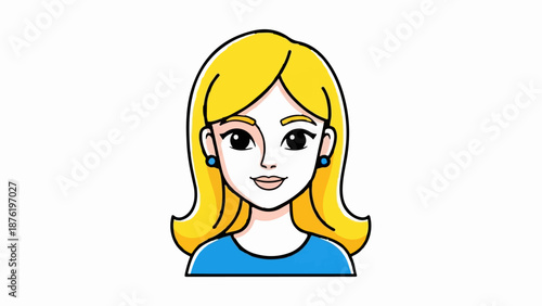 Stylized cartoon avatar of a blonde woman with blue top