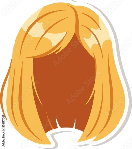 Stylized cartoon bob hairstyle with highlights and a blank face area