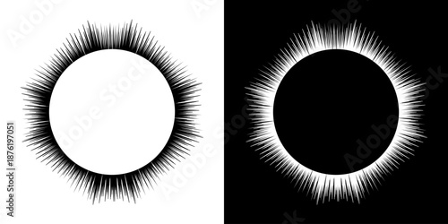 Dynamic abstract spiral sound wave rhythm lines. Circular spiral sound wave rhythm of lines. Circular futuristic abstract lines, black and white background.	