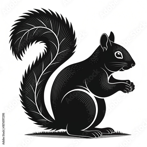Wallpaper Mural silhouette of a squirrel solid black figure isolated Torontodigital.ca