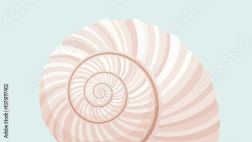 Soft, spiraling seashell pattern in pastel hues against a muted blue background