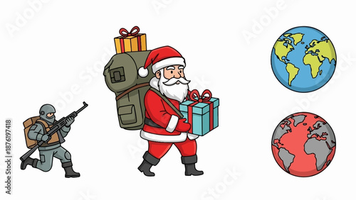 Soldier, Santa, and Earths