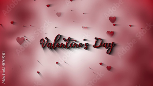 Valentine’s Day 3D Text with Floating Red Hearts – Romantic Love Background
