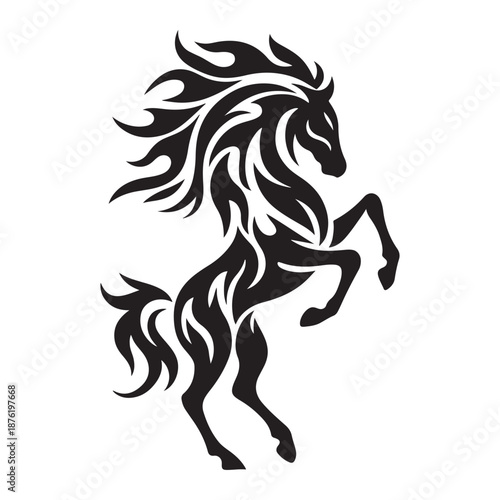 fire horse tatoo flat illustration
